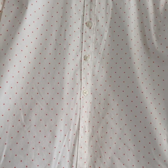 LLBean White and Pink Polka Dot Button Down Size MP - Picture 8 of 10
